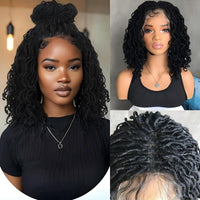 12" Curly HD Lace Synthetic Faux Locs Wig for Women