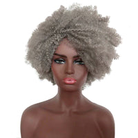Grey Curly Afro Synthetic Wig for Women - Image 2