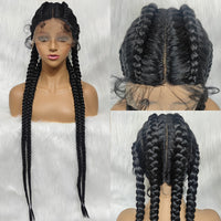 100% Hand-Braided 4 Dutch Braids 1B/27 Cornrow Braid Front Lace Wig
