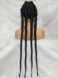 100% Hand-Braided 4 Dutch Braids 1B/27 Cornrow Braid Front Lace Wig