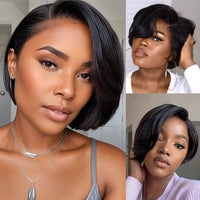 Mixed Straight Pixie Cut HD Lace Human Hair Wig for Women - Image 3