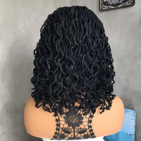 12" Curly HD Lace Synthetic Faux Locs Wig for Women