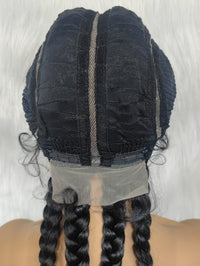 100% Hand-Braided 4 Dutch Braids 1B Cornrow Braid Front Lace Wig