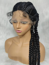 100% Hand-Braided 4 Dutch Braids 1B/27 Cornrow Braid Front Lace Wig