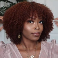 Hot Sale🔥 African American Gorgeous Red Brown Afro Curly Wig