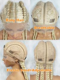 100% Hand-Braided 4 Dutch Braids 1B/27 Cornrow Braid Front Lace Wig