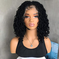 12" Curly HD Lace Synthetic Faux Locs Wig for Women
