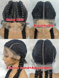 100% Hand-Braided 4 Dutch Braids 1B/27 Cornrow Braid Front Lace Wig