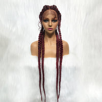 100% Hand-Braided 4 Dutch Braids 1B/27 Cornrow Braid Front Lace Wig