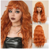 Orange Wavy Synthetic Wig for Women - Image 1