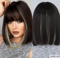 Two Tone Short Straight Synthetic Wig With Bangs