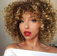14" Blonde & Mixed Curly Kinky Synthetic Wig for Women - Image 1