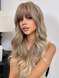 Blonde Curly Long Wig With Bangs