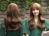 Medium Brown Wig Pastel Honey Blonde Wavy Wig