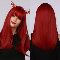 Red Straight Synthetic Wig for Women - Image 1