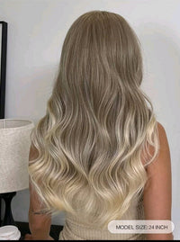 Blonde Curly Long Wig With Bangs