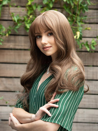 Medium Brown Wig Pastel Honey Blonde Wavy Wig