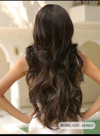 Long Synthetic Brown Wig With Bangs