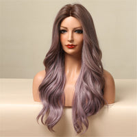 24“ Purple Ombre Curly Wavy Wigs