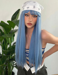 26" Blue Straight Synthetic Wig for Women - Image 2