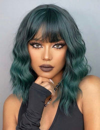 Green Wavy Bob Synthetic Wig for Women - Image 2
