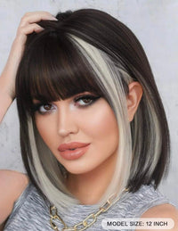 Two Tone Short Straight Synthetic Wig With Bangs