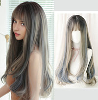 24" Blue & Mixed Curly Synthetic Wig for Women - Image 2
