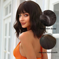Short Brown Wavy Wig