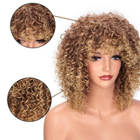 14" Blonde & Mixed Curly Kinky Synthetic Wig for Women - Image 3