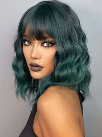 Green Wavy Bob Synthetic Wig for Women - Image 3