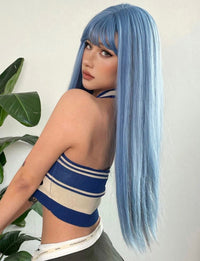 26" Blue Straight Synthetic Wig for Women - Image 4