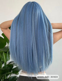 26" Blue Straight Synthetic Wig for Women - Image 5