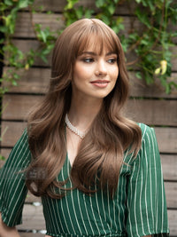 Medium Brown Wig Pastel Honey Blonde Wavy Wig
