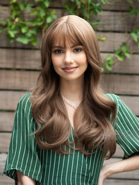 Medium Brown Wig Pastel Honey Blonde Wavy Wig