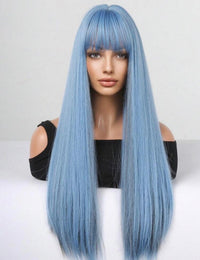 26" Blue Straight Synthetic Wig for Women - Image 6