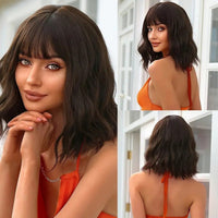 Short Brown Wavy Wig