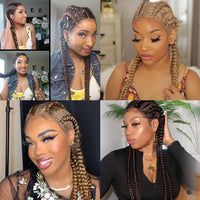 100% Hand-Braided 4 Dutch Braids 1B/27 Cornrow Braid Front Lace Wig