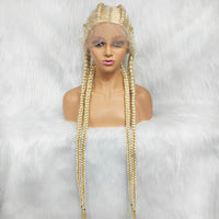 100% Hand-Braided 4 Dutch Braids 1B/27 Cornrow Braid Front Lace Wig