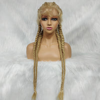 100% Hand-Braided 4 Dutch Braids 27/613 Cornrow Braid Front Lace Wig