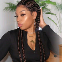 100% Hand-Braided 4 Dutch Braids 1B/27 Cornrow Braid Front Lace Wig