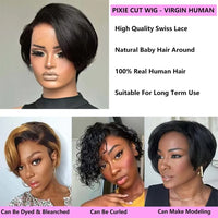 Straight Pixie Cut HD Lace Human Hair Wig for Women - Image 4