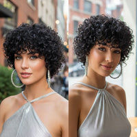 Curly Pixie Cut Glueless Human Hair Wig for Women