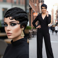 Wavy Pixie Cut Human Hair Wig for Women