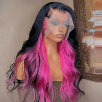 Blue Highlight Ombre Blonde Wig Body Wave Lace Frontal Wigs 13X4 HD Lace Wig Synthetic High Quality Pre Plucked Daily Cosplay