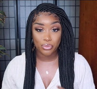 28" Long Braided Box Braids Glueless Lace Wigs For Black Women With Baby Hair