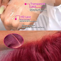 Wine Red Straight HD Lace Human Hair Wig for Women - Image 3