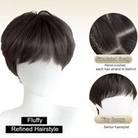 Fashion Synthetic Straight Hair Wig for Men Fluffy Short Hair Style Cosplay Wigs Natural Black Head Cover Korean Male Daily Wig