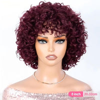 Brown & Mixed Curly Kinky Machine Made Human Hair Wig for Women - Image 4