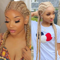 100% Hand-Braided 4 Dutch Braids 27/613 Cornrow Braid Front Lace Wig