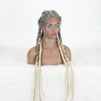 100% Hand-Braided 4 Dutch Braids 1B/27 Cornrow Braid Front Lace Wig